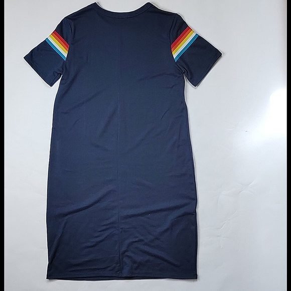 Sweet Claire Navy Dress with Color Stripe SMALL - Picture 3 of 3